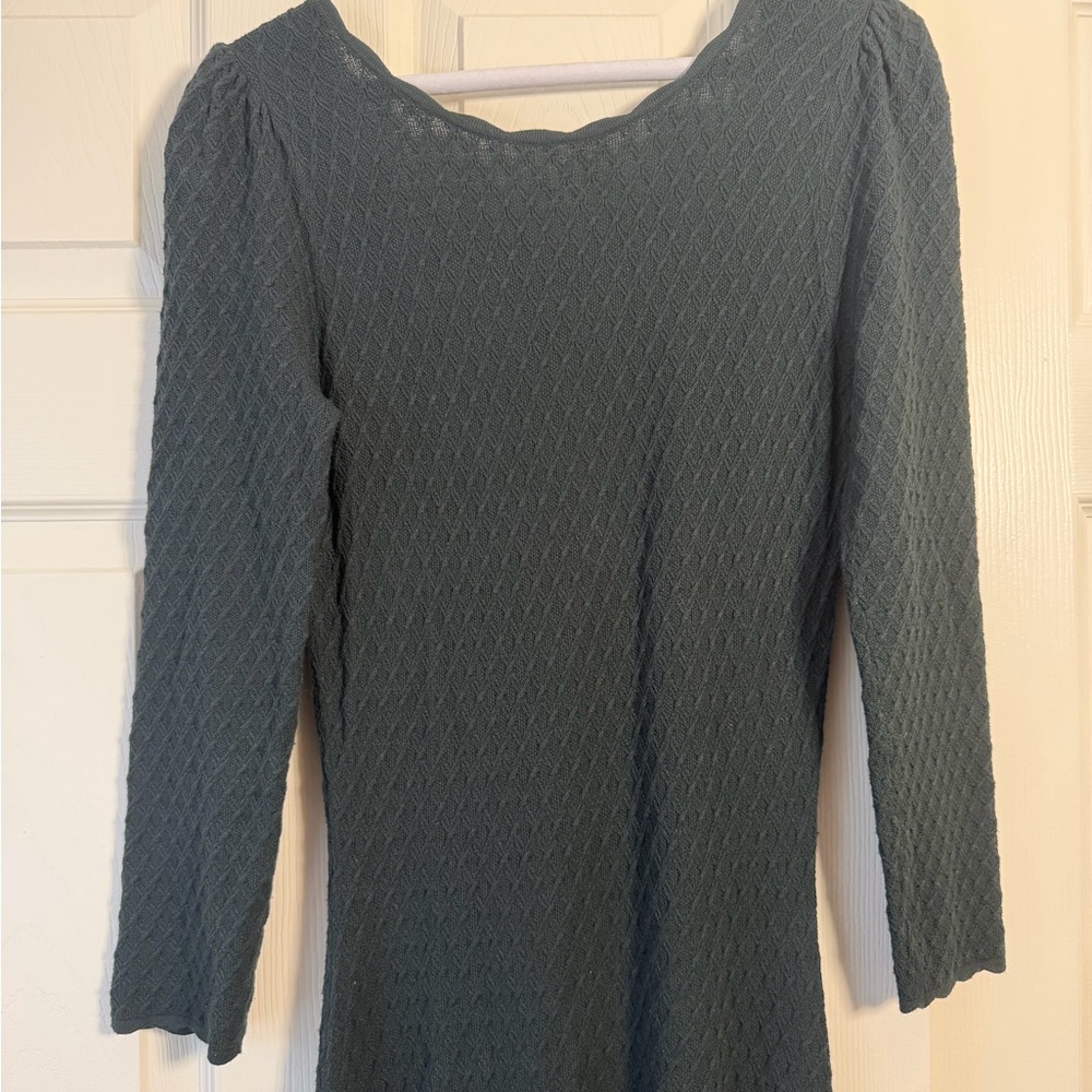 Sezane Thalia Dark Green Textured Midi Dress - NWOT size M - Picture 8 of 8